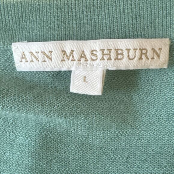 Ann Mashburn Size L Womens V-neck 100% Cashmere Sweater Pullover Mint Green - Picture 4 of 11